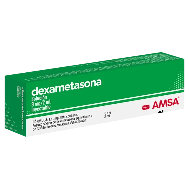 Dexametasona Solución 8 mg / 2 mL Inyectable Caja c / 1 ampolleta c / 2 mL