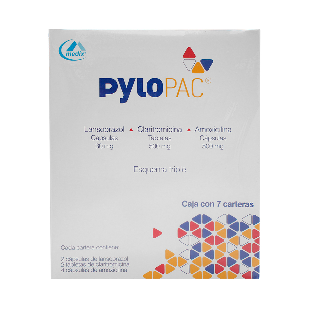 Pylopac 30 mg/ 500 mg/ 500 mg Oral 7 Carteras