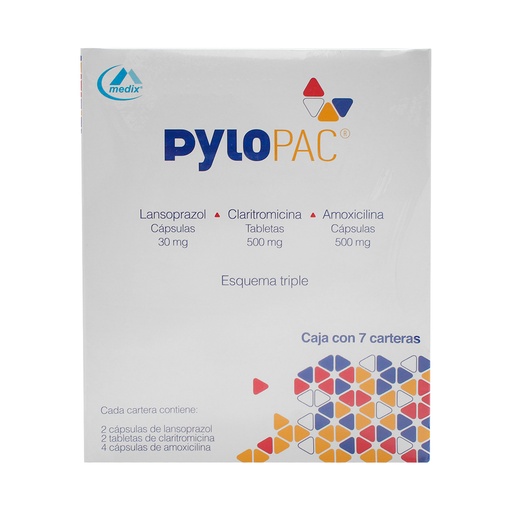 Pylopac 30 mg/ 500 mg/ 500 mg Oral 7 Carteras