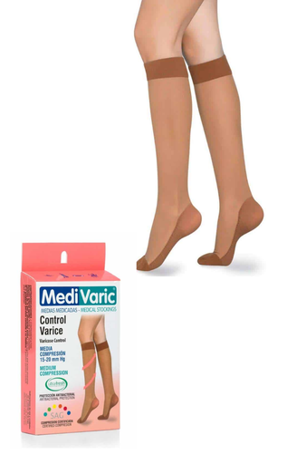Media transparente dama Mediana Compresión 15-20 mmHg / Colores Negro, Beige, Sahara