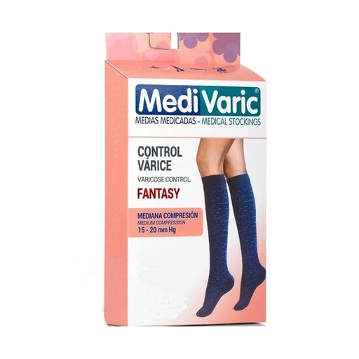 Calceta Fantasy dama Mediana Compresión 15 - 20 mmHg) / Colores Negro, Azul Marino, Blanco, Natural, Fucsia