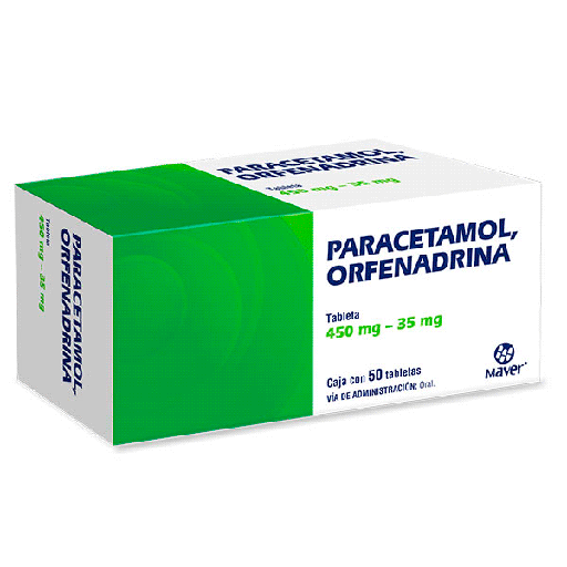 Paracetamol/ orfenadrina caja c/50 tabletas